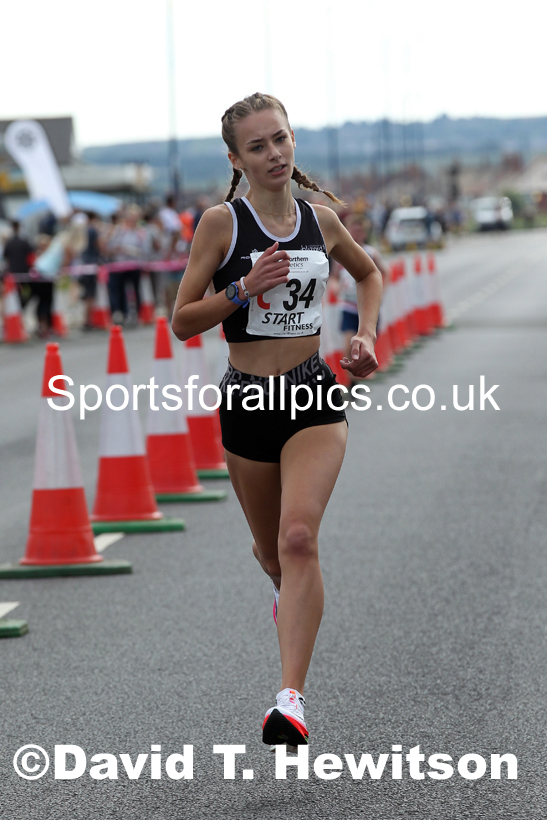 Girls under-13s 2021 Northern 6 and 4 Stage and Young Athletes Road Relays, Redcar. Photo: David T. Hewitson/Sports for All Pics